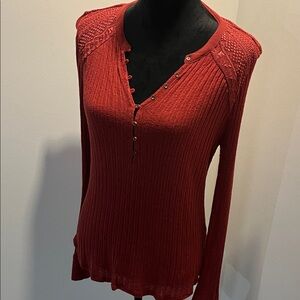 Lucky Brand Red Long Sleeve Top